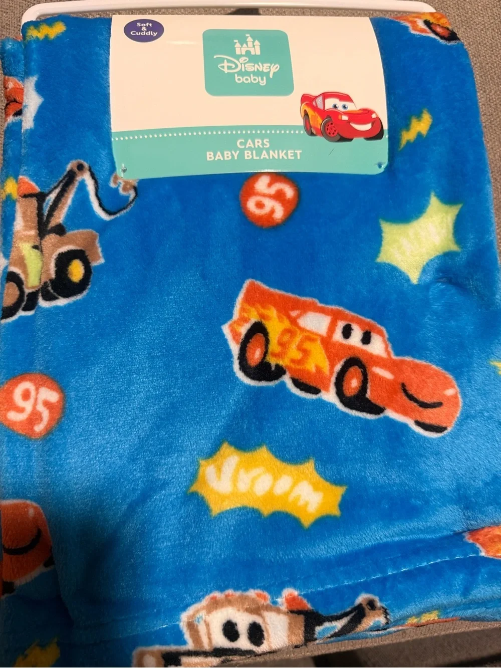 Disney Cars Blue Plush Baby Blanket